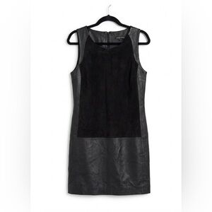 Second Female Black Leather Suede Shift Dress Small